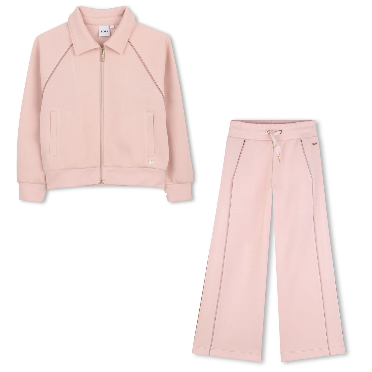 BOSS Set de pants para niña rosa con capuchay cierre