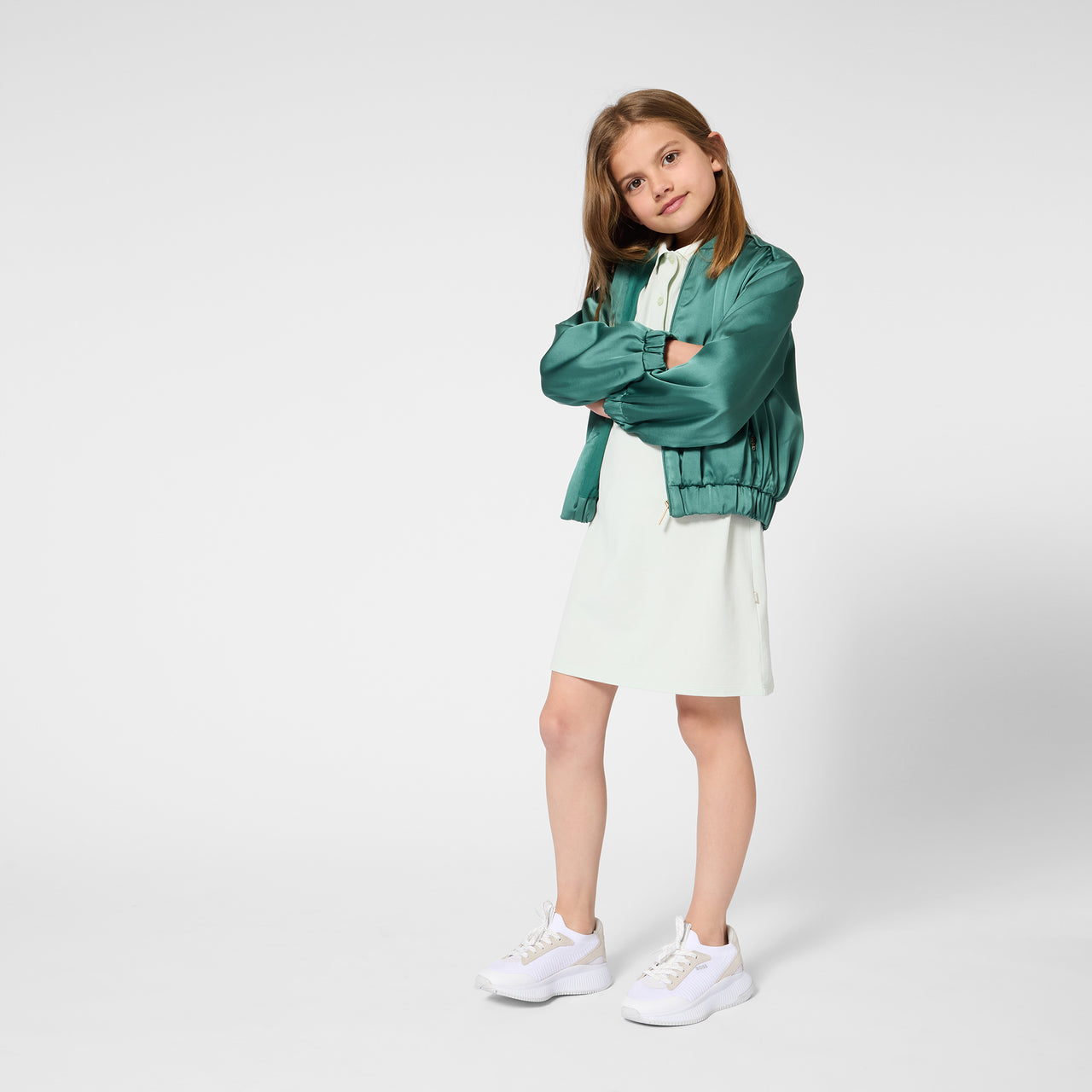 BOSS Set de pants para niña verde satin pequeño logo