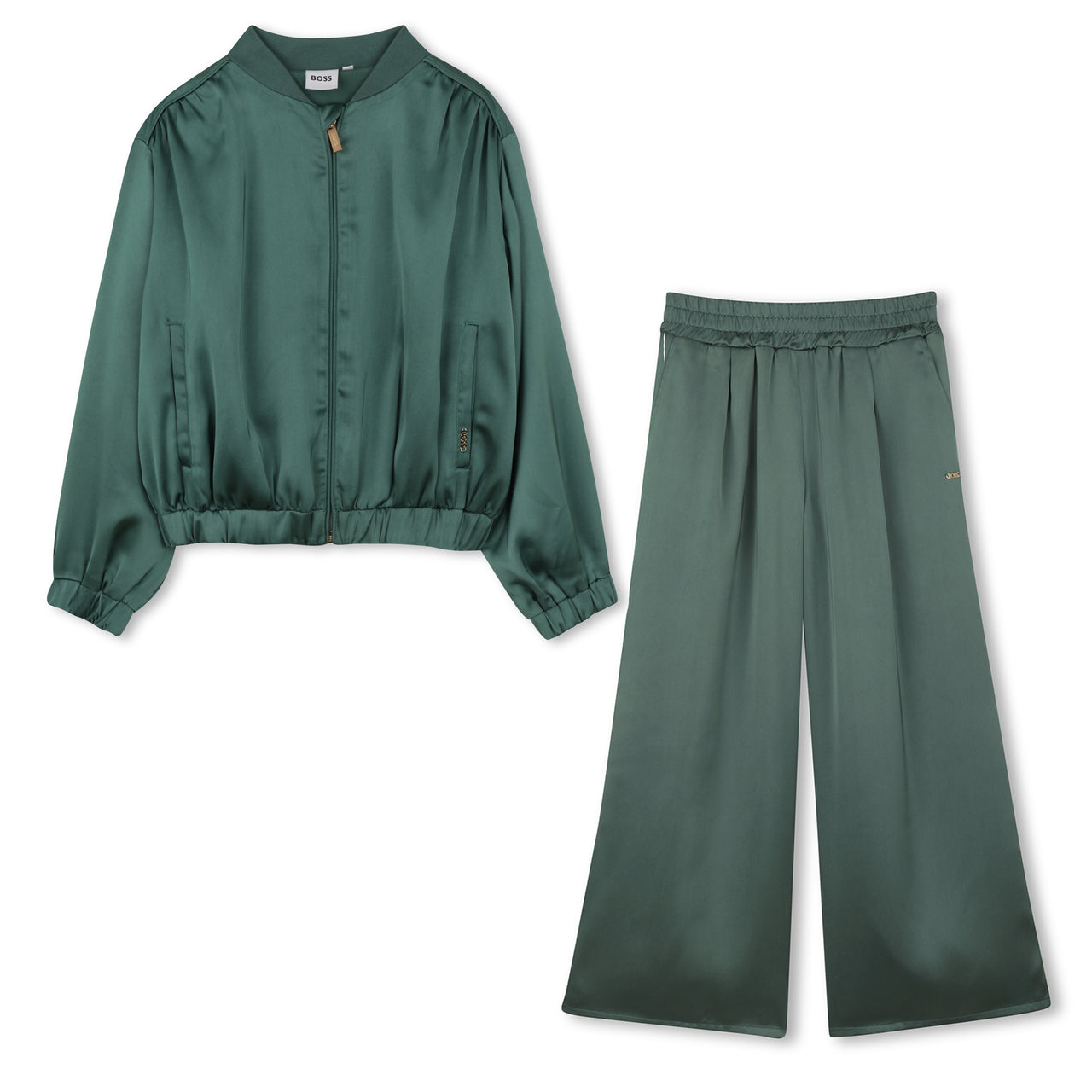 BOSS Set de pants para niña verde satin pequeño logo