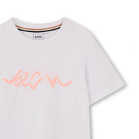 Thumbnail for BOSS Playera para niña y teen Color blanco, estampado al frente en color rosa