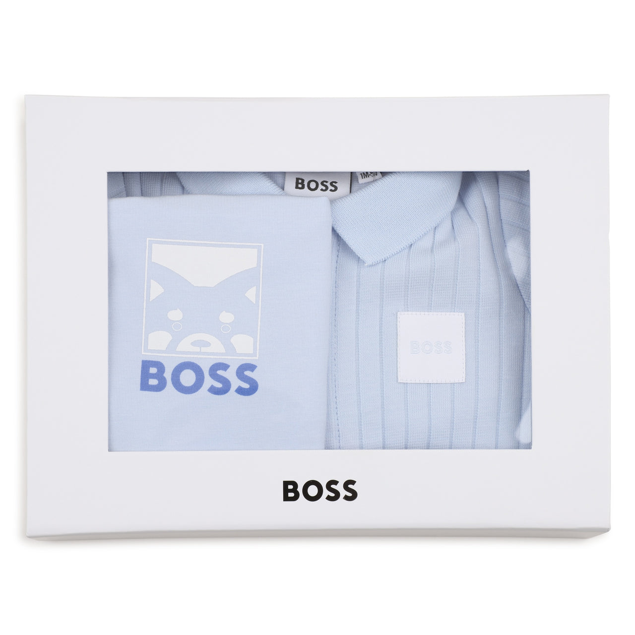 BOSS Set de mameluco con gorrito y babero apar bebe azul cielo