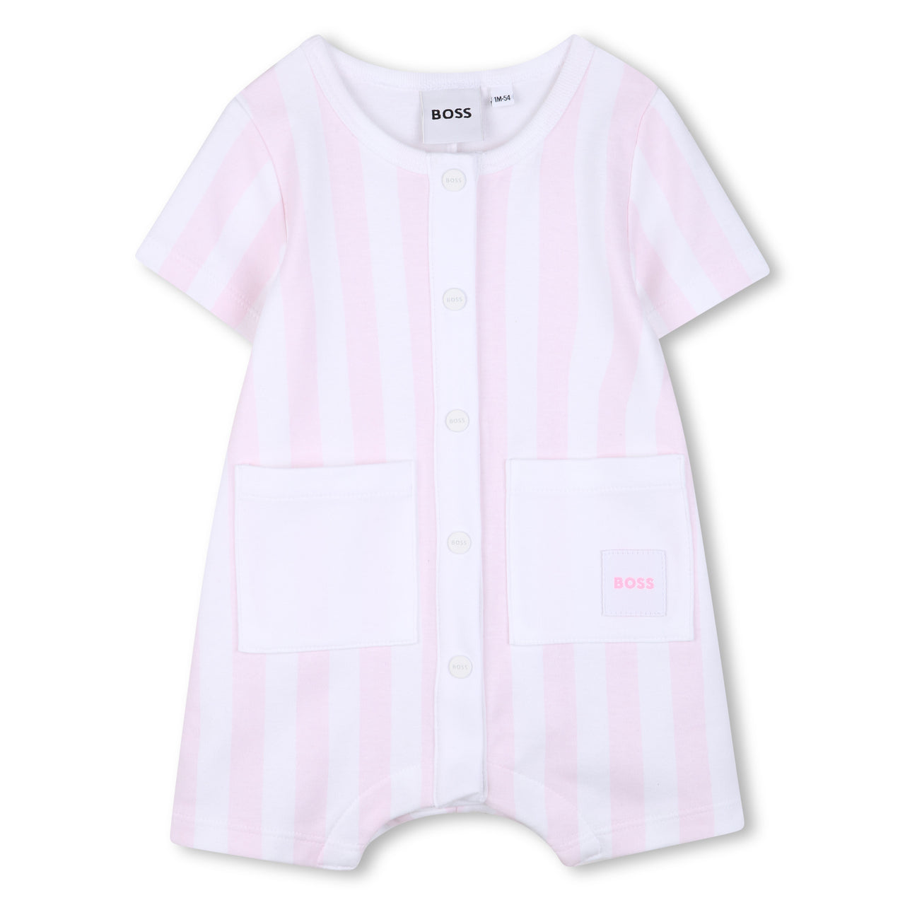 BOSS Pañelero exterior para bebe niña rayas rosa y blanco