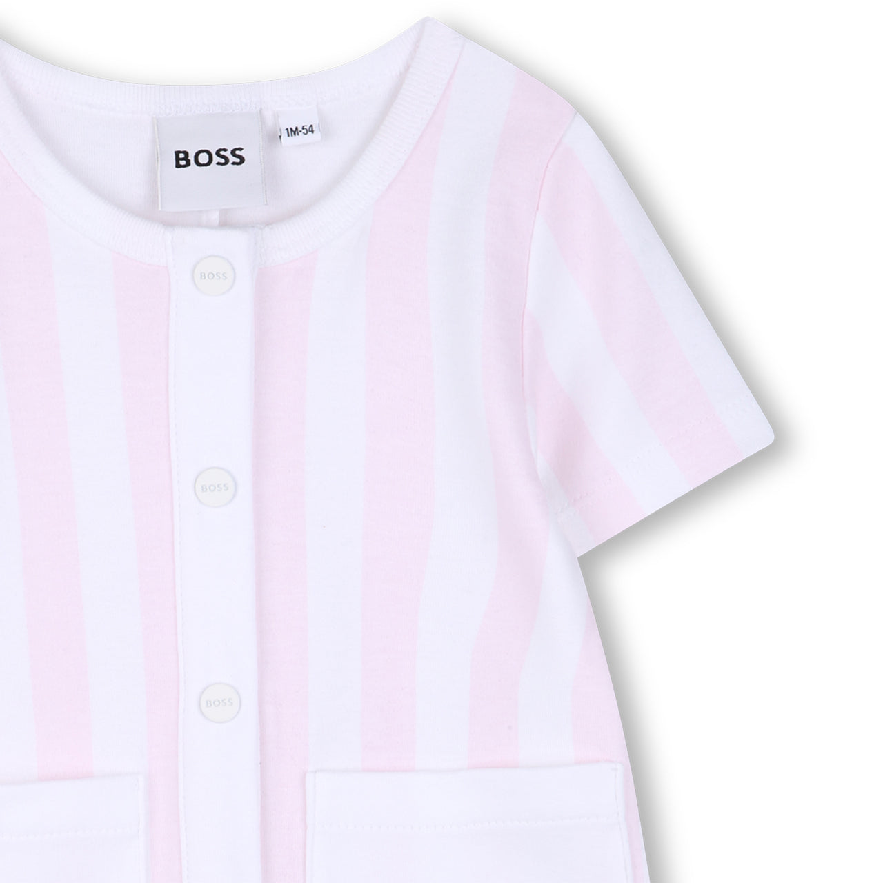 BOSS Pañelero exterior para bebe niña rayas rosa y blanco