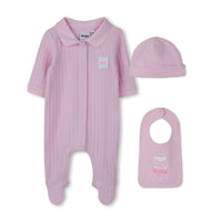 Thumbnail for BOSS Set de mameluco,babero y gorrito para bebe niña
