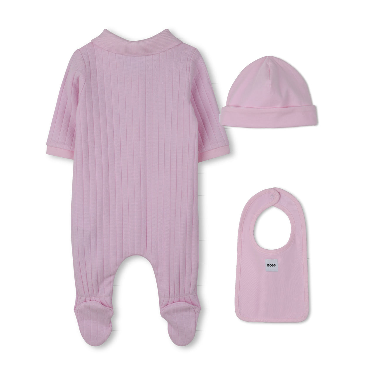 BOSS Set de mameluco,babero y gorrito para bebe niña