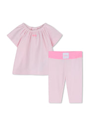 Thumbnail for BOSS Set de vestido y leggins para bebe 2 tonos de rosa
