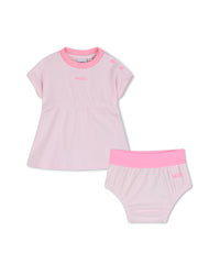 Thumbnail for BOSS vestido para bebé, color rosa en dos tonos con pequeño logo y calzoncito