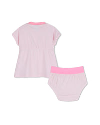 Thumbnail for BOSS vestido para bebé, color rosa en dos tonos con pequeño logo y calzoncito