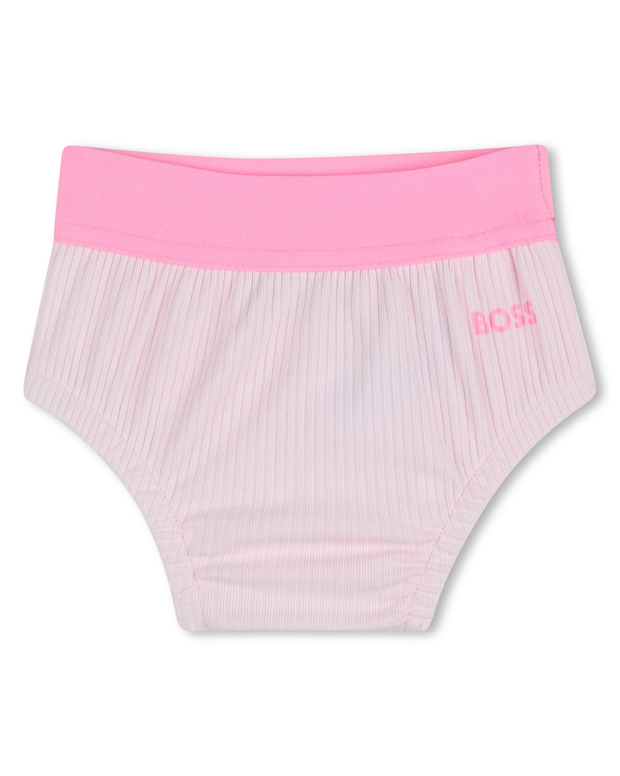 BOSS vestido para bebé, color rosa en dos tonos con pequeño logo y calzoncito