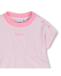 Thumbnail for BOSS vestido para bebé, color rosa en dos tonos con pequeño logo y calzoncito