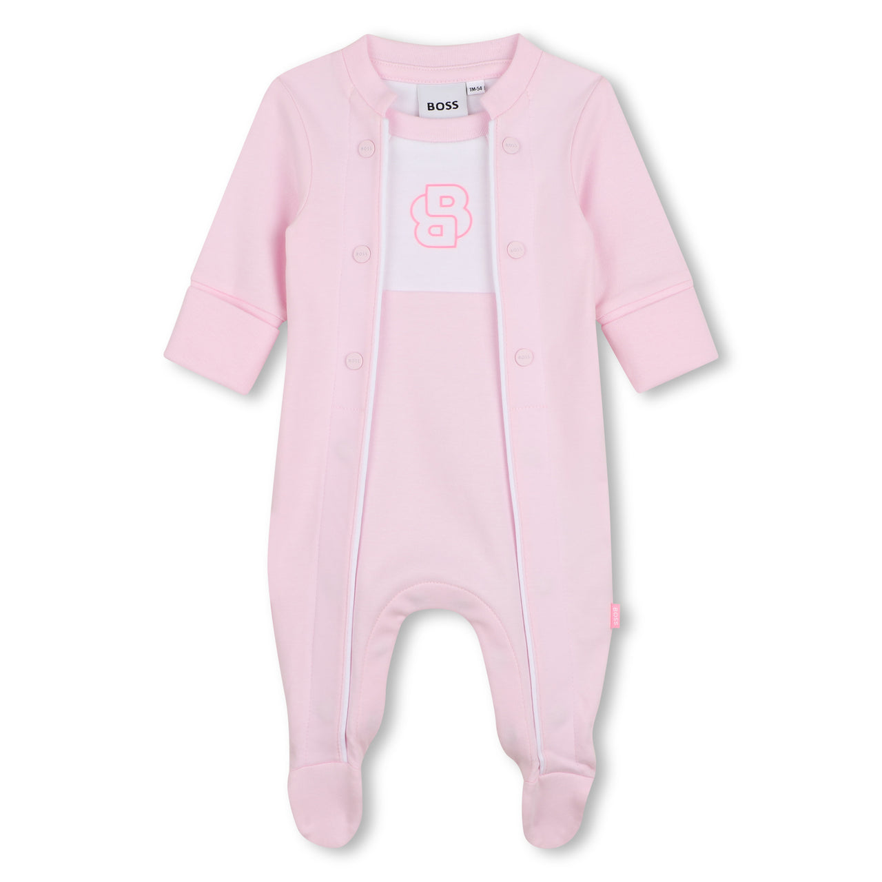 BOSS Mameluco con botones para bebe niña rosa new logo
