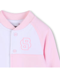 Thumbnail for BOSS Set de pants con playera para bebe niña new logo color rosa y blanco con botones