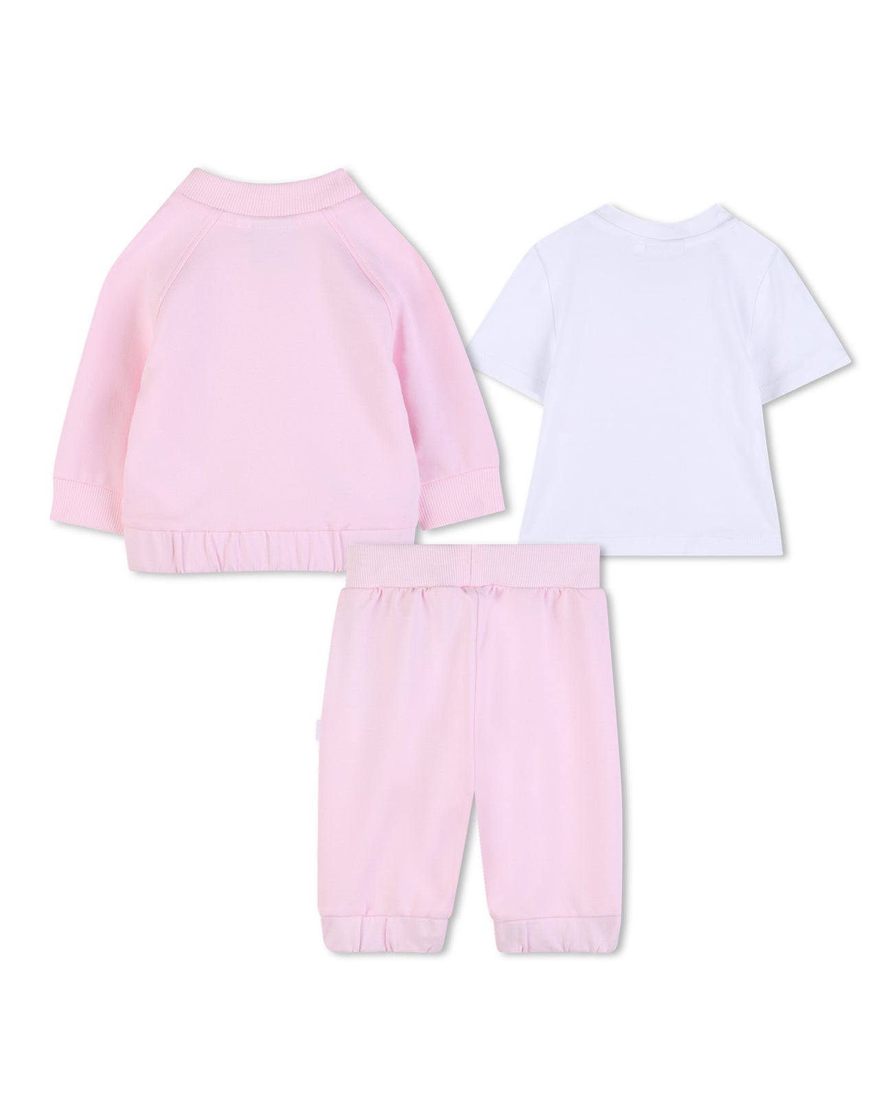 BOSS Set de pants con playera para bebe niña new logo color rosa y blanco con botones