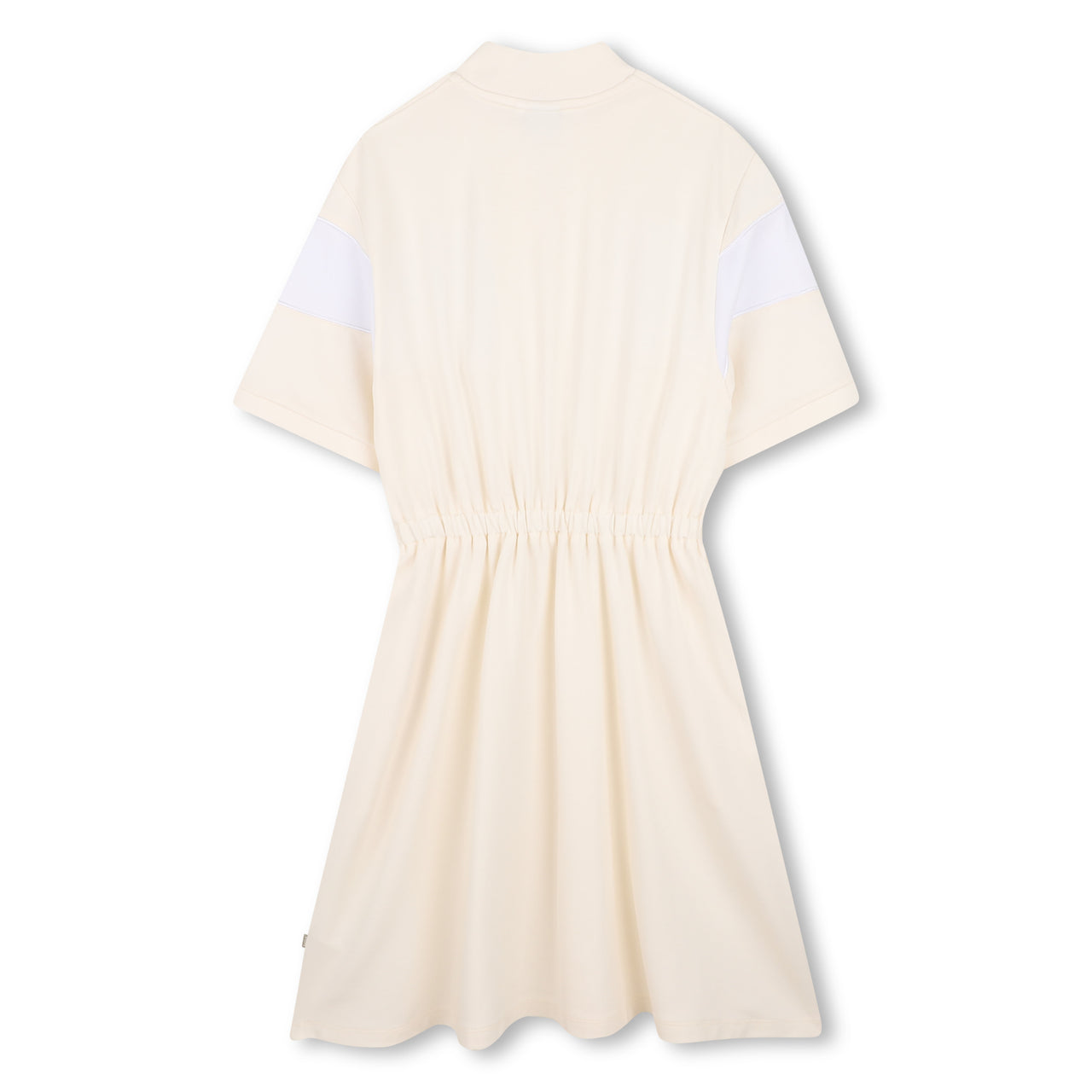 BOSS Vestido para niña beige y blanco logo bordado al tono