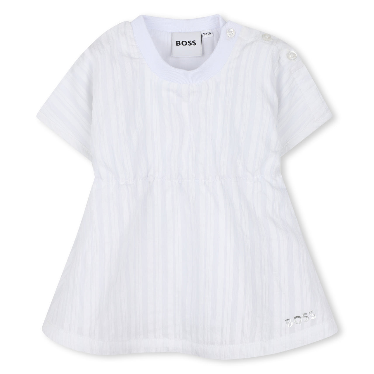 BOSS vestido para bebé, color blanco pequeño logo y calzoncito