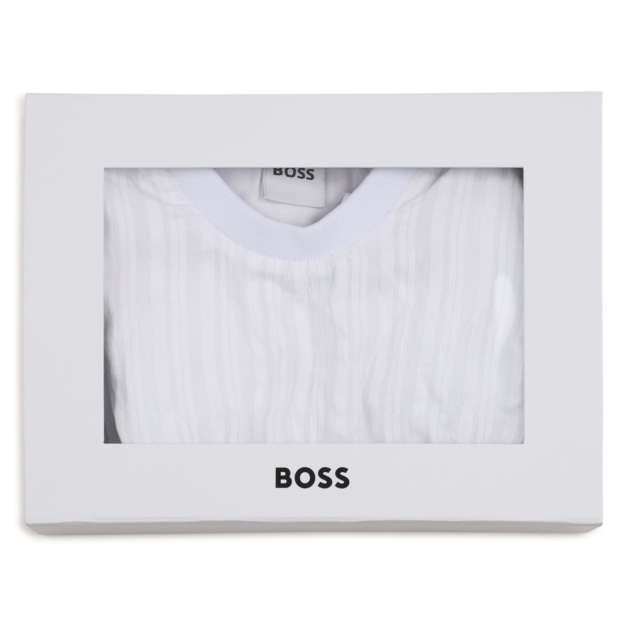 BOSS vestido para bebé, color blanco pequeño logo y calzoncito