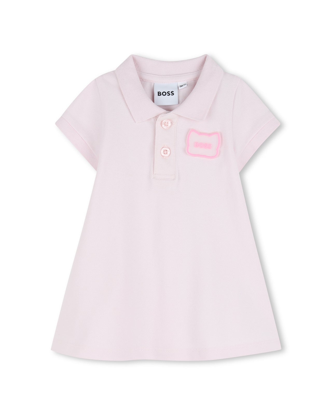 BOSS Vestido para bebe rosa pequeño logo bordado gatito