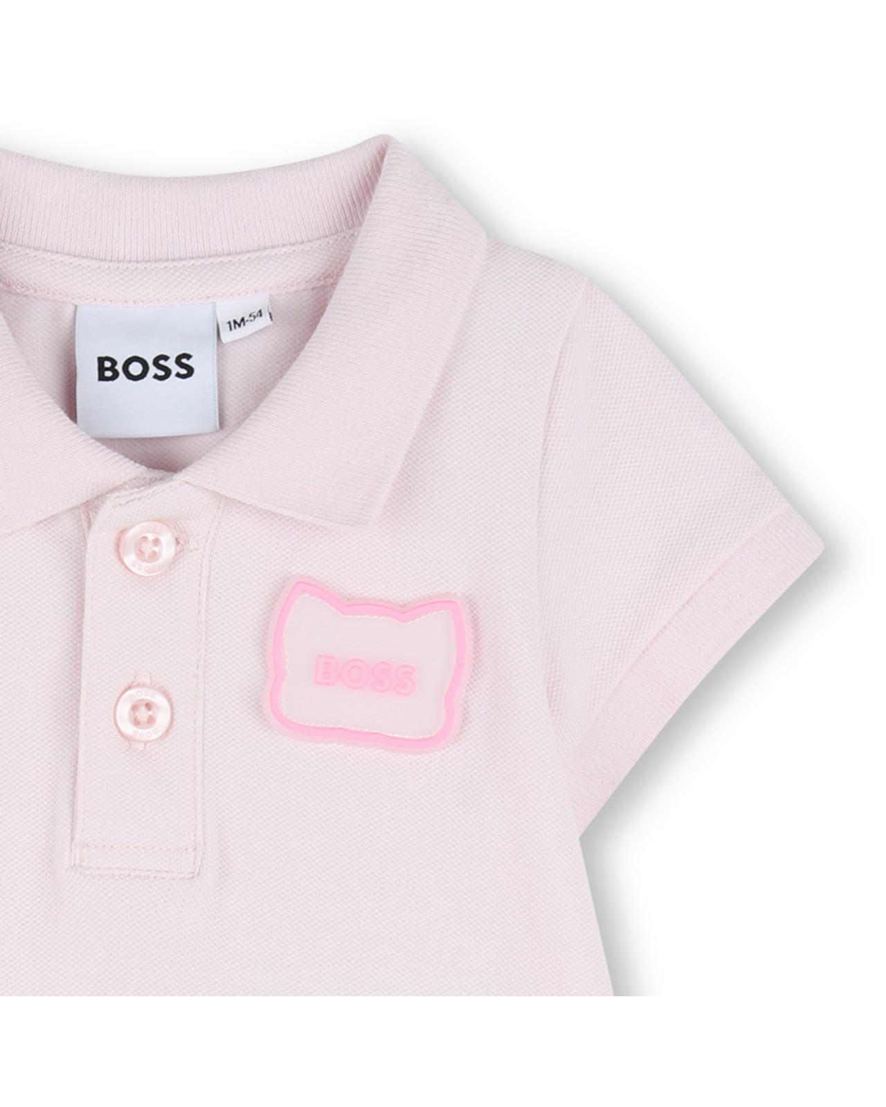 BOSS Vestido para bebe rosa pequeño logo bordado gatito