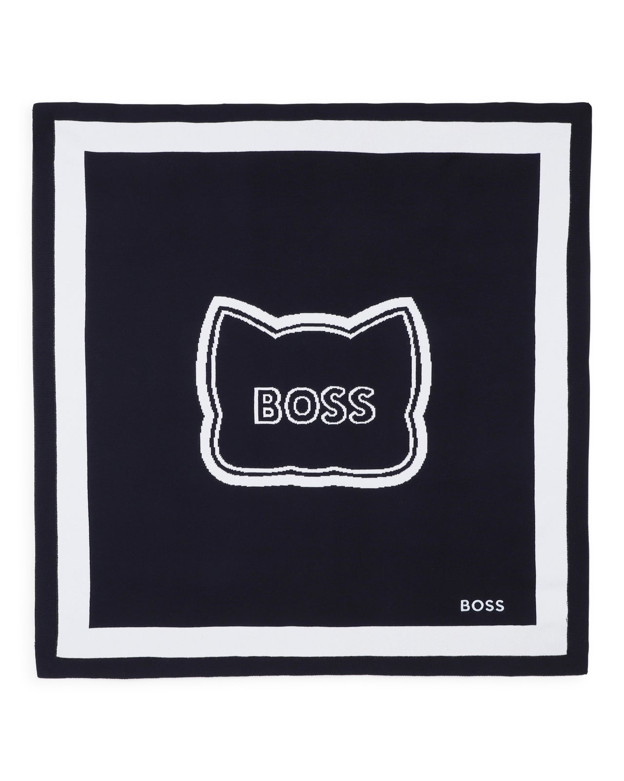 BOSS Cobija para bebe reversible a rayas azul marino