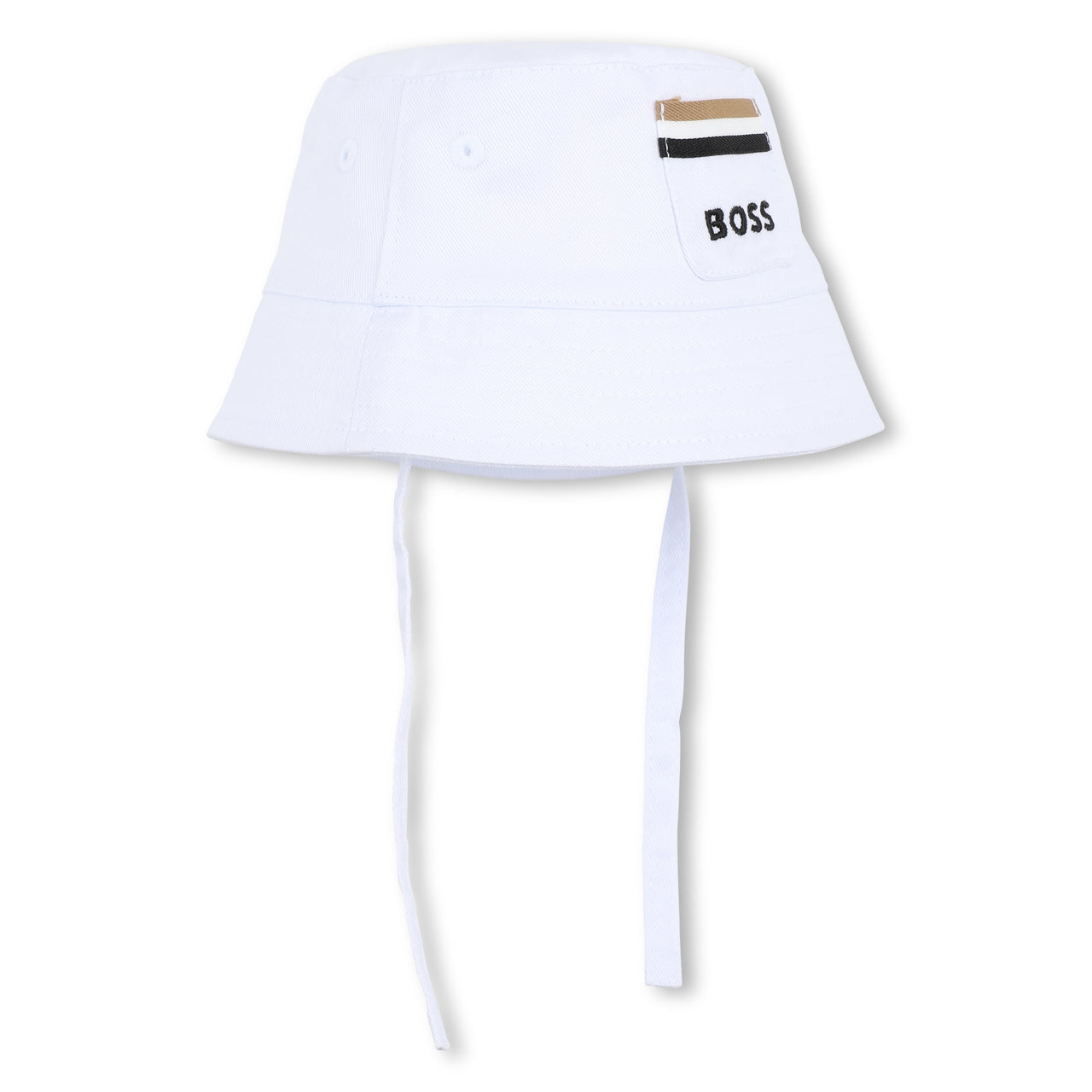 BOSS Gorro para bebe unisex blanco lineas Boss
