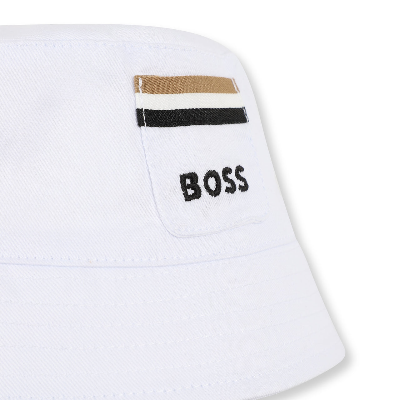 BOSS Gorro para bebe unisex blanco lineas Boss