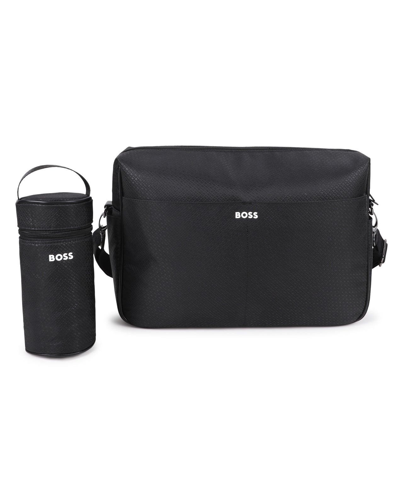 BOSS Pañalera con accesorios, ajustable, color negro all over print