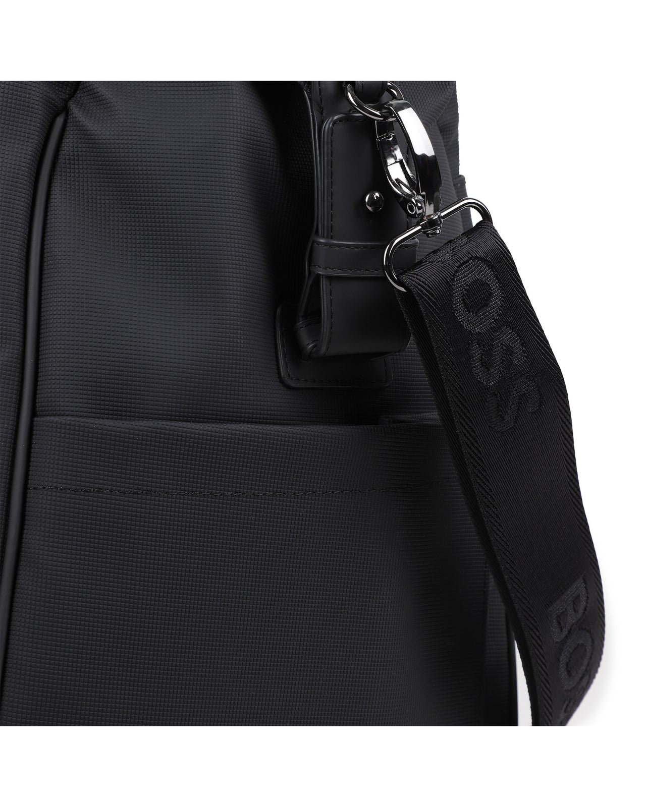 BOSS Pañalera con accesorios, ajustable, color negro big logo blanco