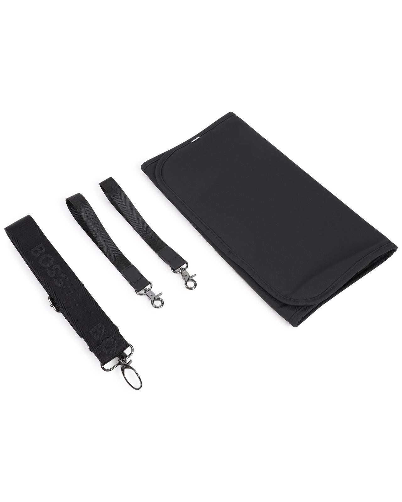 BOSS Pañalera con accesorios, ajustable, color negro big logo blanco