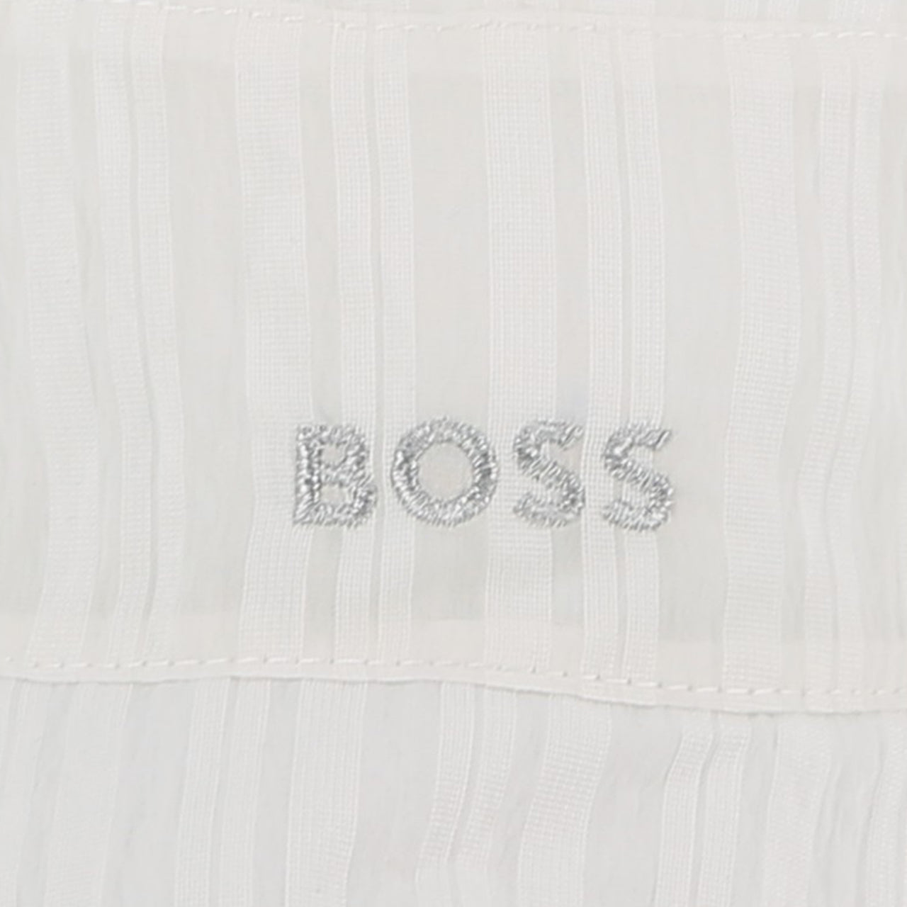 BOSS Gorro para bebe unisex blanco rayado logo bordado en plata