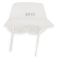 Thumbnail for BOSS Gorro para bebe unisex blanco rayado logo bordado en plata