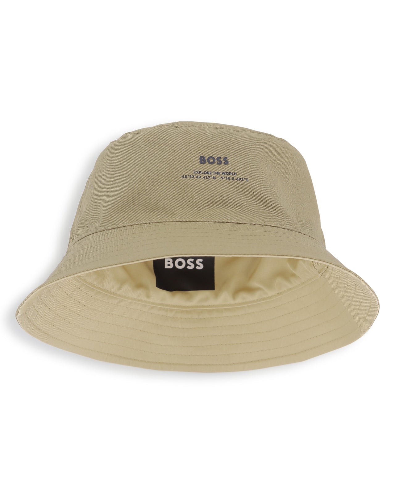 BOSS Gorro para bebe reversible cookie y beige por el otro lado