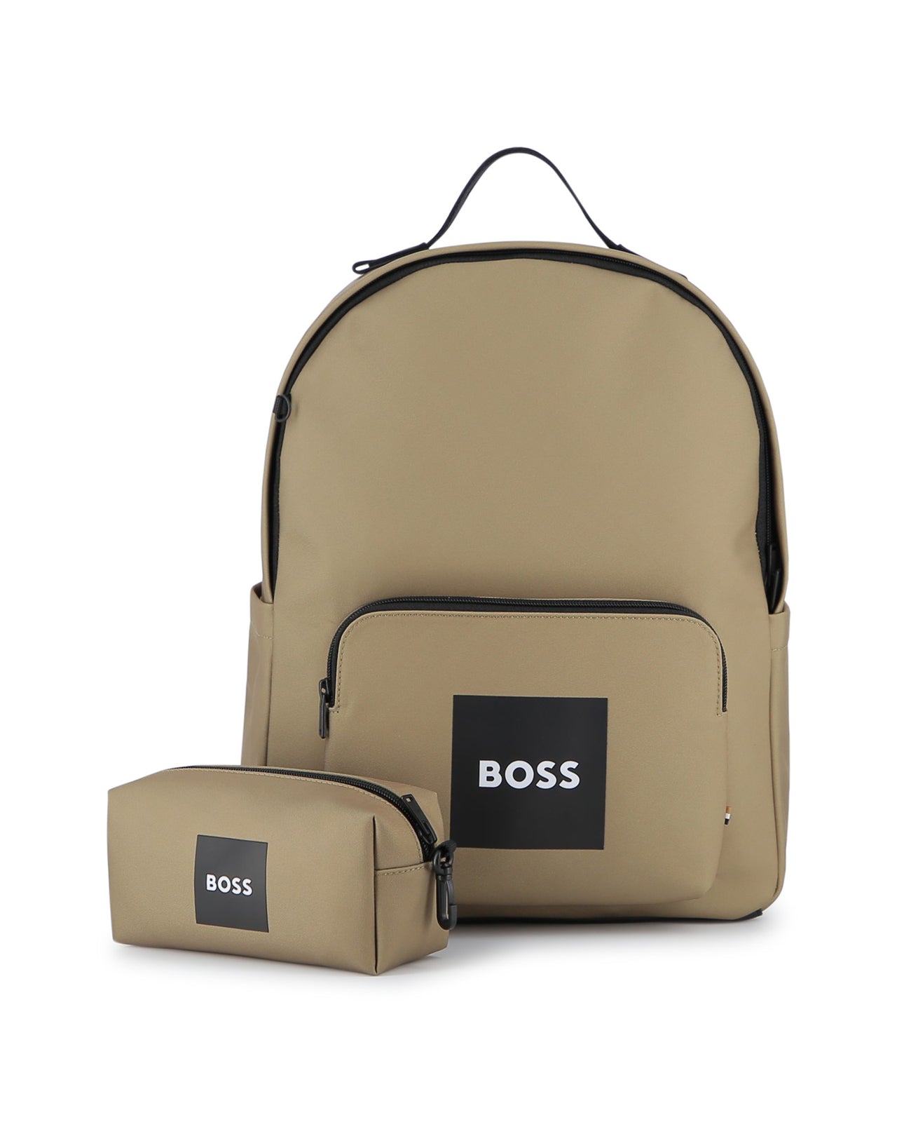 BOSS Backpack para niño y teen con bolsa tipo piel beige detalles en negro