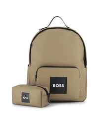 Thumbnail for BOSS Backpack para niño y teen con bolsa tipo piel beige detalles en negro