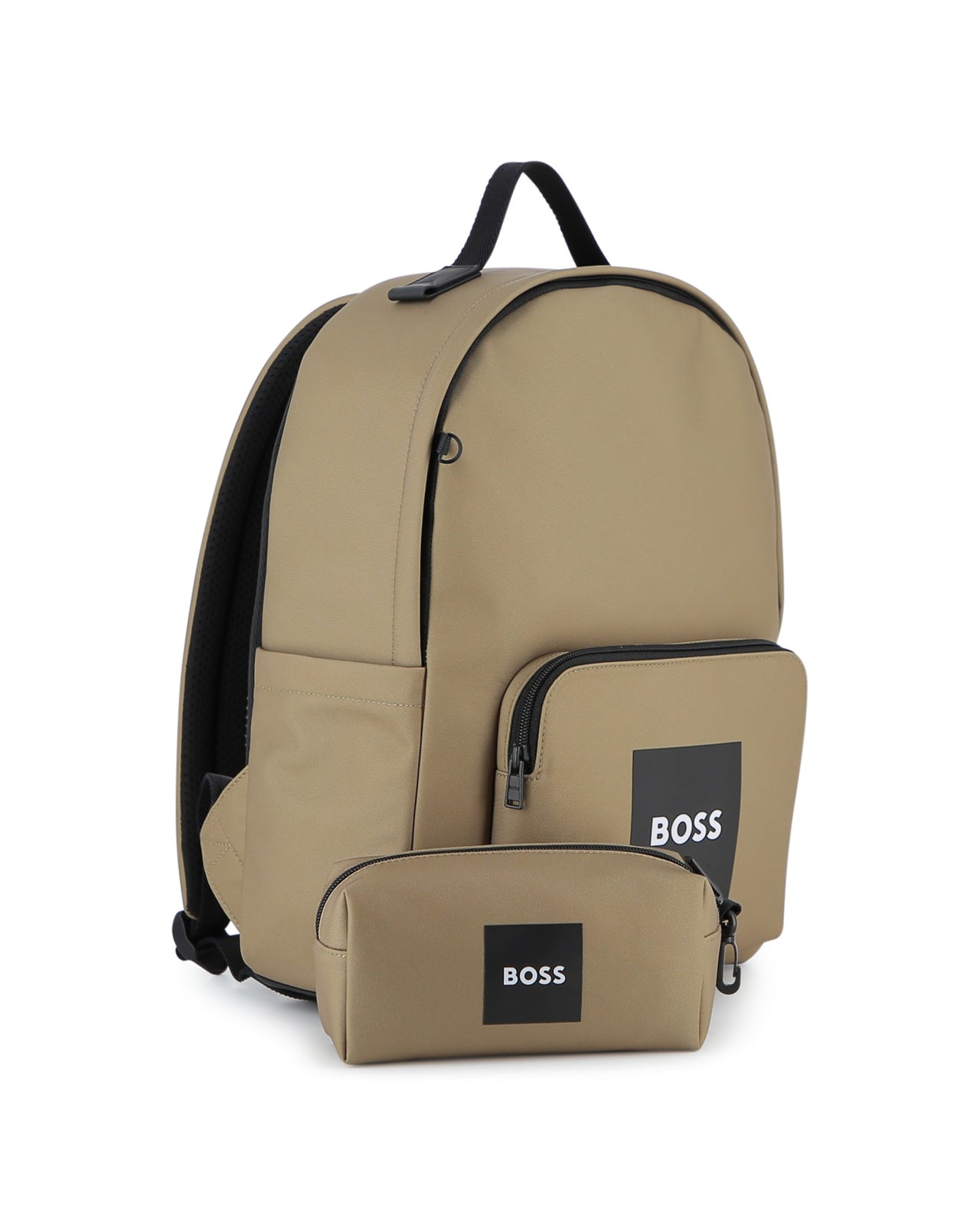 BOSS Backpack para niño y teen con bolsa tipo piel beige detalles en negro