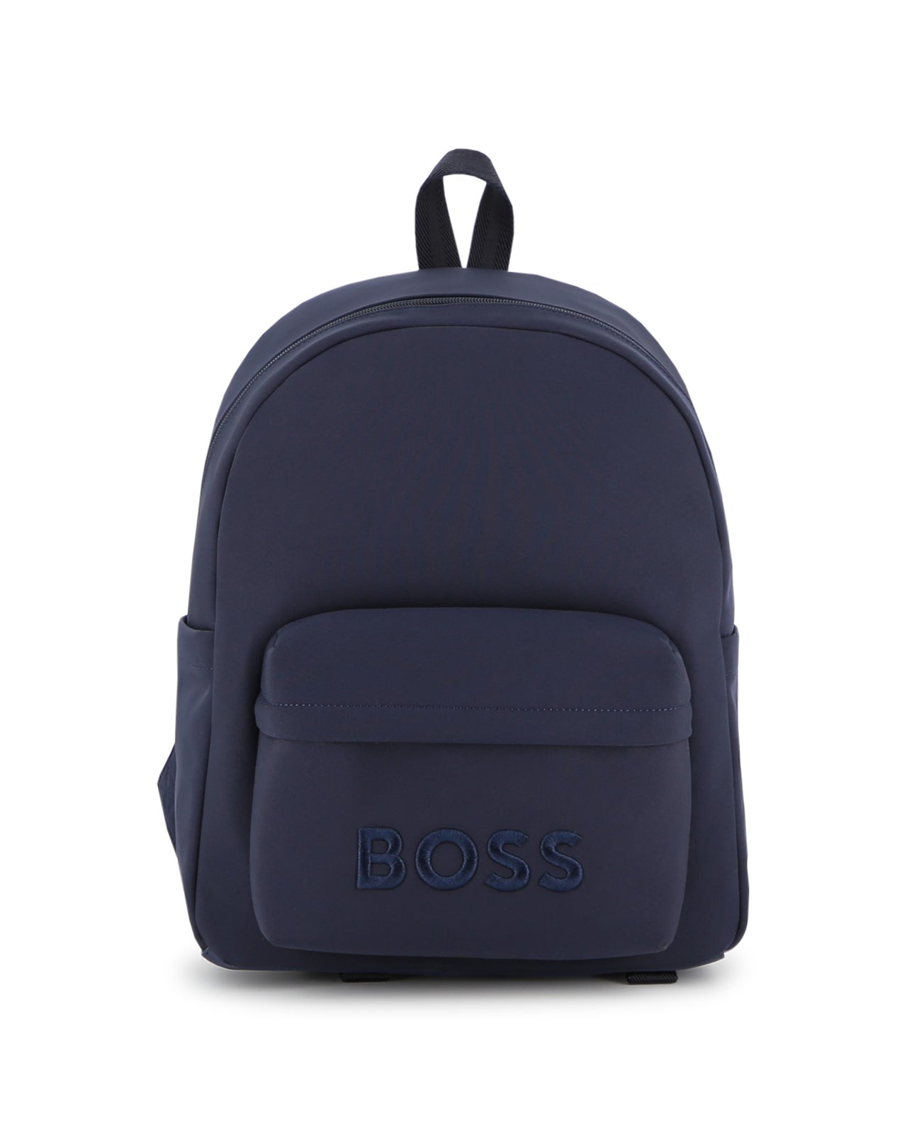 BOSS backpack para niño y Teen color azul marino, bolsa frontal y laterales, luego al tono al frente