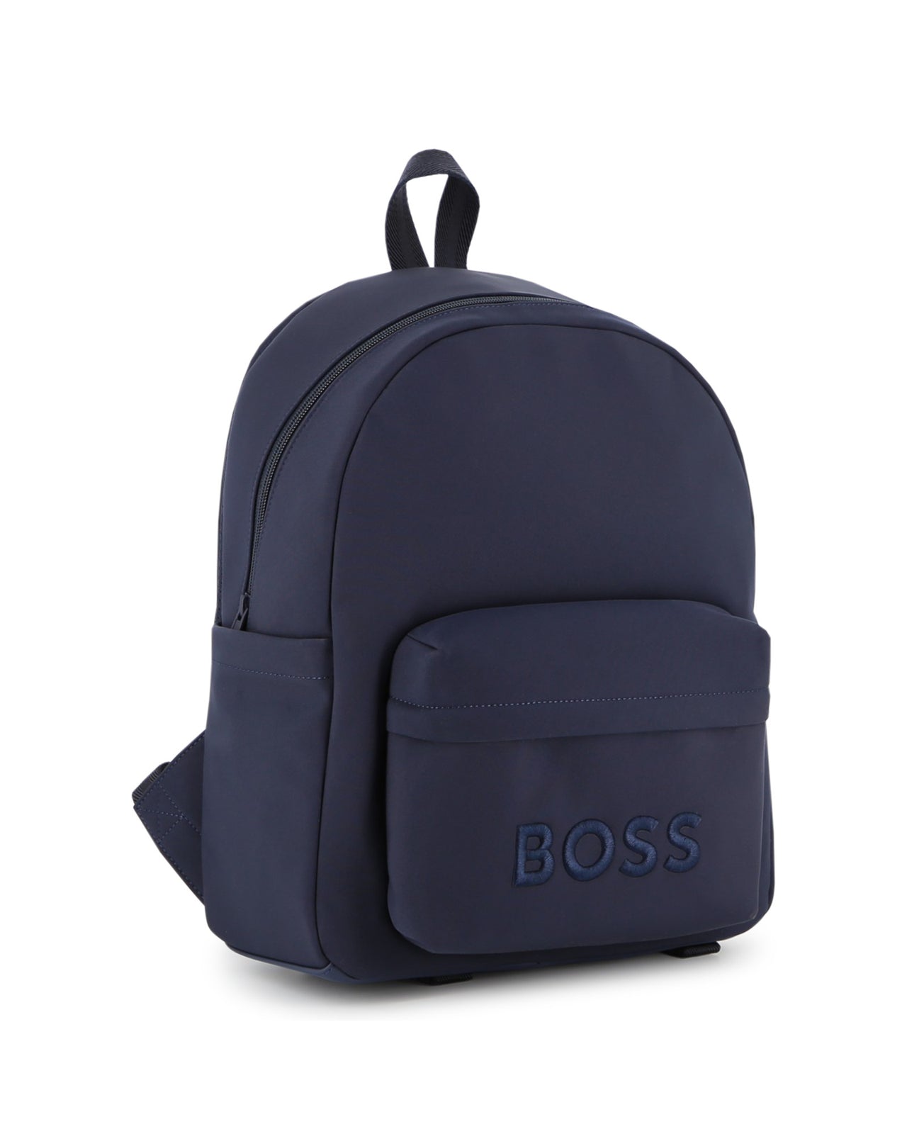BOSS backpack para niño y Teen color azul marino, bolsa frontal y laterales, luego al tono al frente