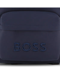 Thumbnail for BOSS backpack para niño y Teen color azul marino, bolsa frontal y laterales, luego al tono al frente