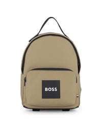 Thumbnail for BOSS backpack para niño y Teen color beige con detalles negros bolsa frontal