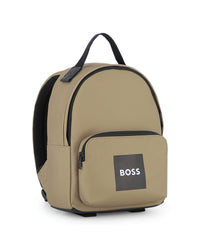 Thumbnail for BOSS backpack para niño y Teen color beige con detalles negros bolsa frontal