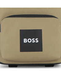 Thumbnail for BOSS backpack para niño y Teen color beige con detalles negros bolsa frontal