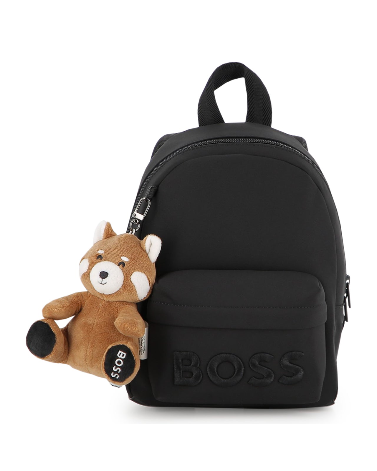 BOSS backpack para niño y Teen color negro con llavero de peluche