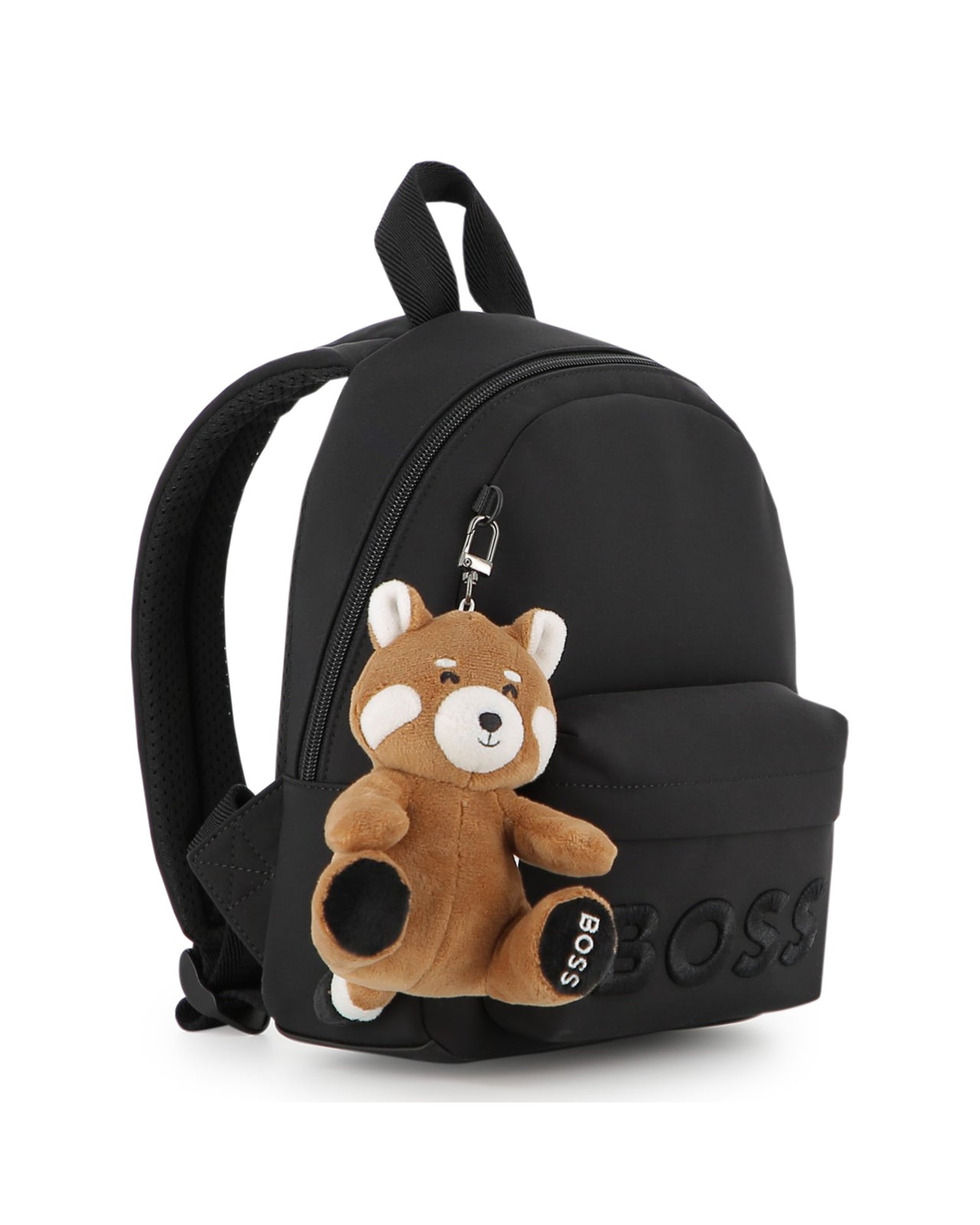 BOSS backpack para niño y Teen color negro con llavero de peluche