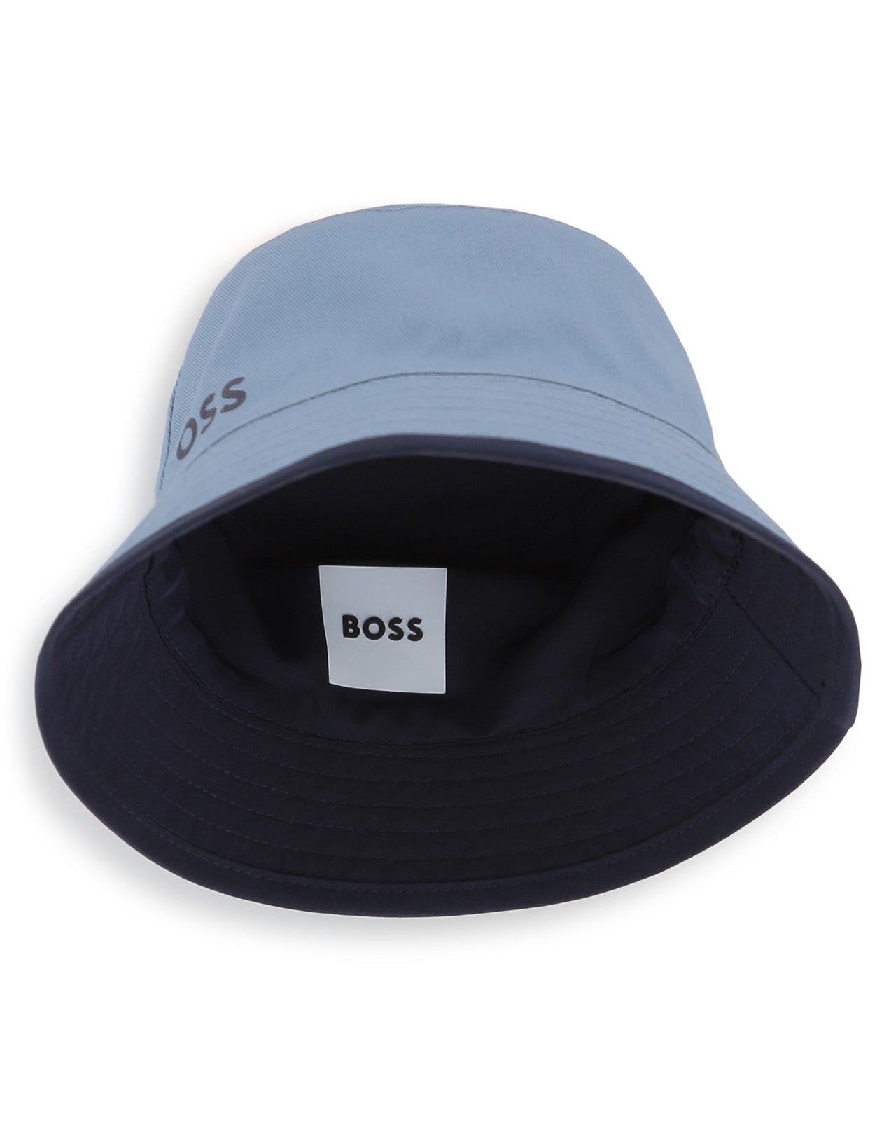 BOSS Gorro para bebe reversible azul claro y marino por el otro lado