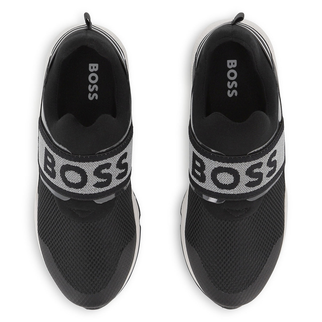 Boss tenis para niño y teen sin agujetas negros