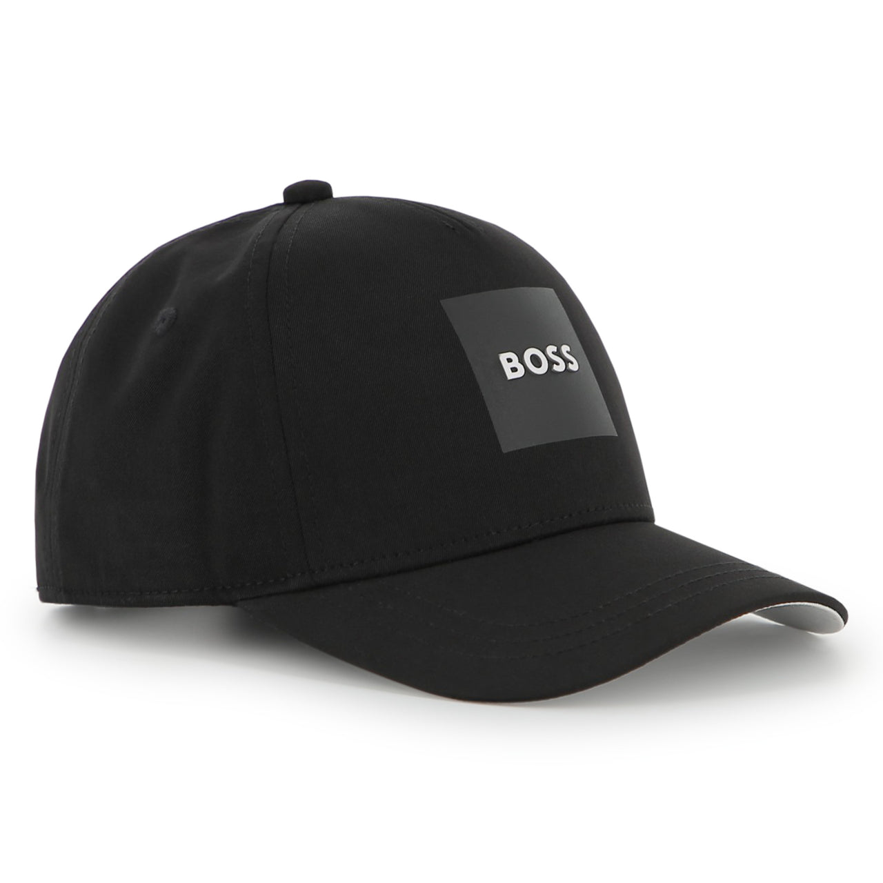 BOSS Gorra negra para niño y teen logo plastificado en relieve