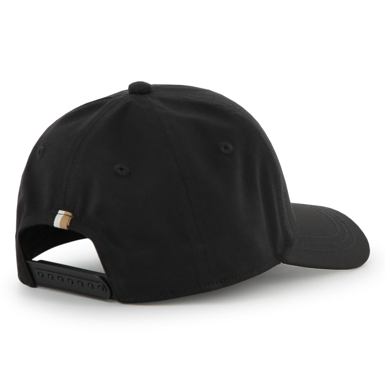 BOSS Gorra negra para niño y teen logo plastificado en relieve