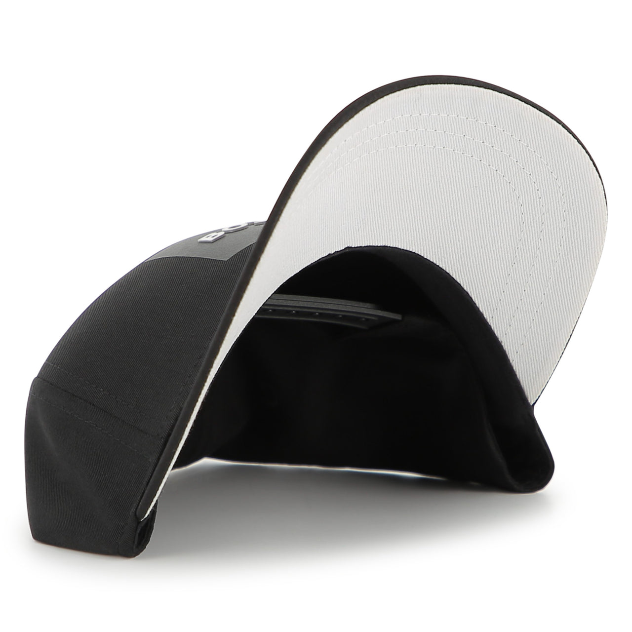 BOSS Gorra negra para niño y teen logo plastificado en relieve