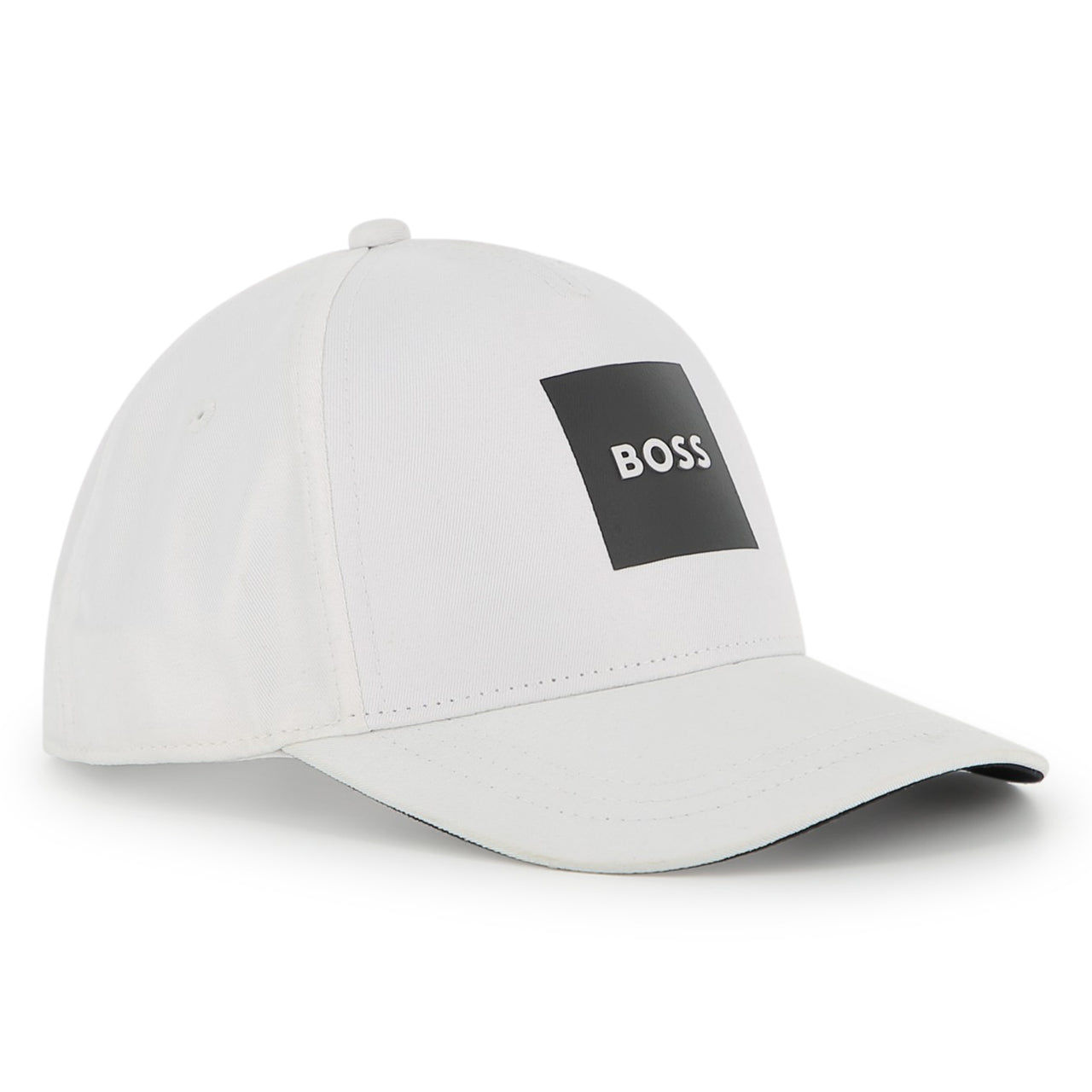 BOSS Gorra blanca para niño y teen logo plastificado en relieve