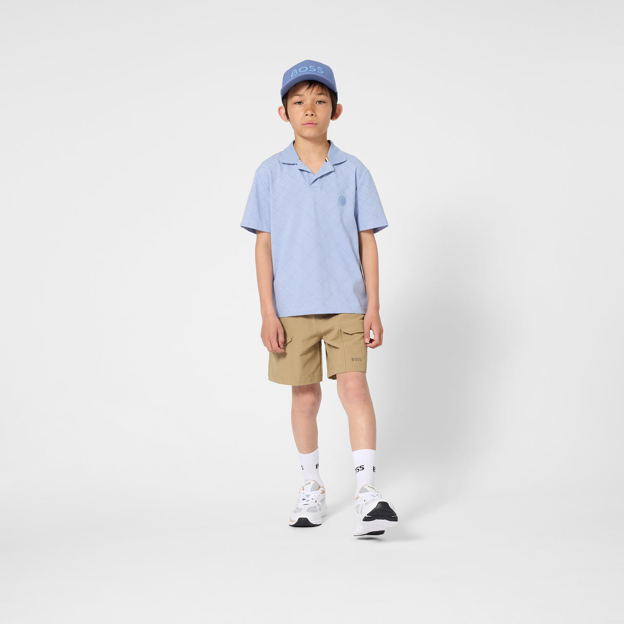 BOSS Gorra azul para niño y teen logo bordado al tono