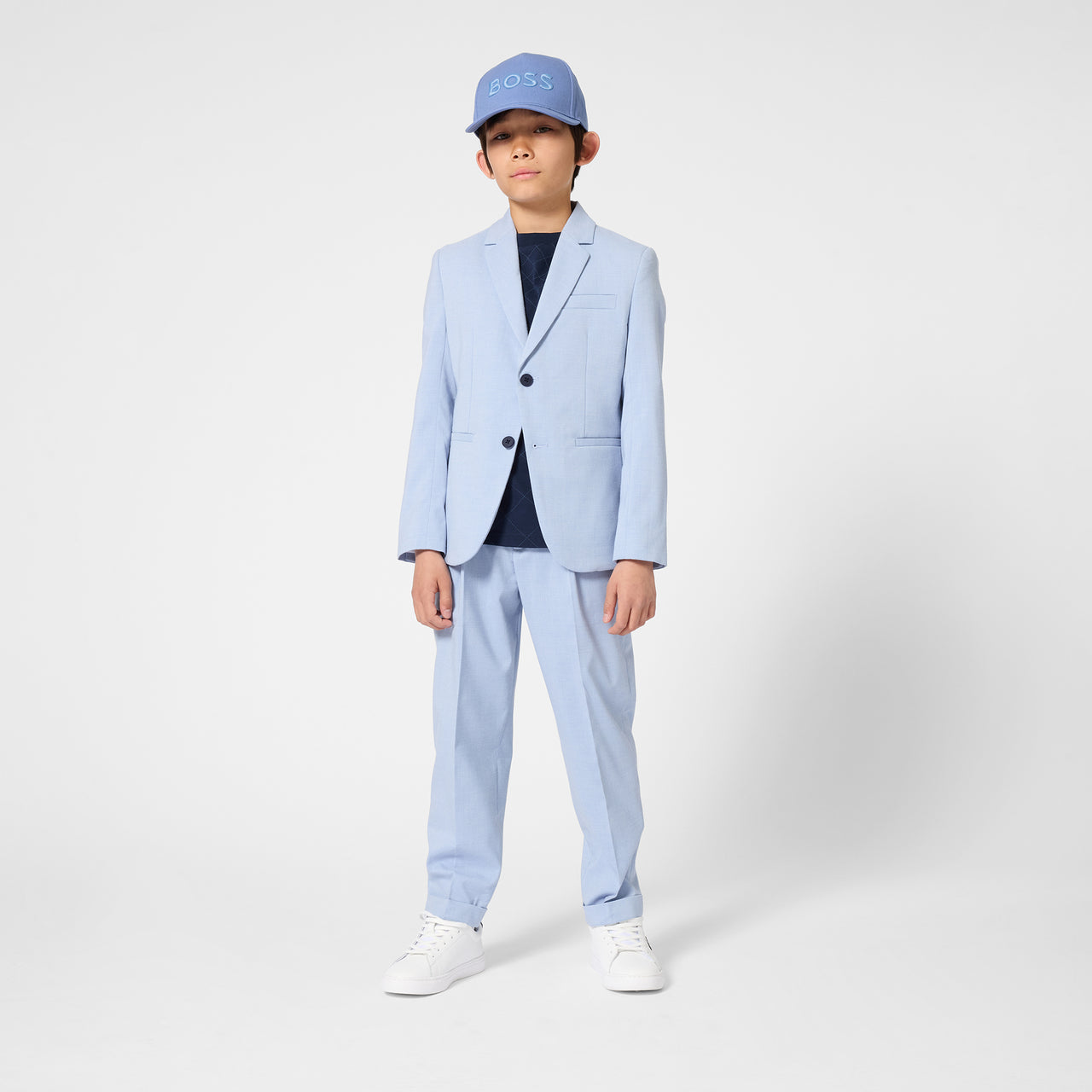 BOSS Gorra azul para niño y teen logo bordado al tono